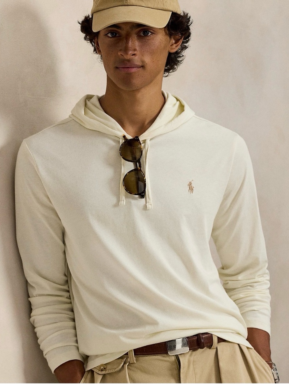 Polo by Ralph Lauren Ivory Lightweight Hooded Long-Sleeve Tee